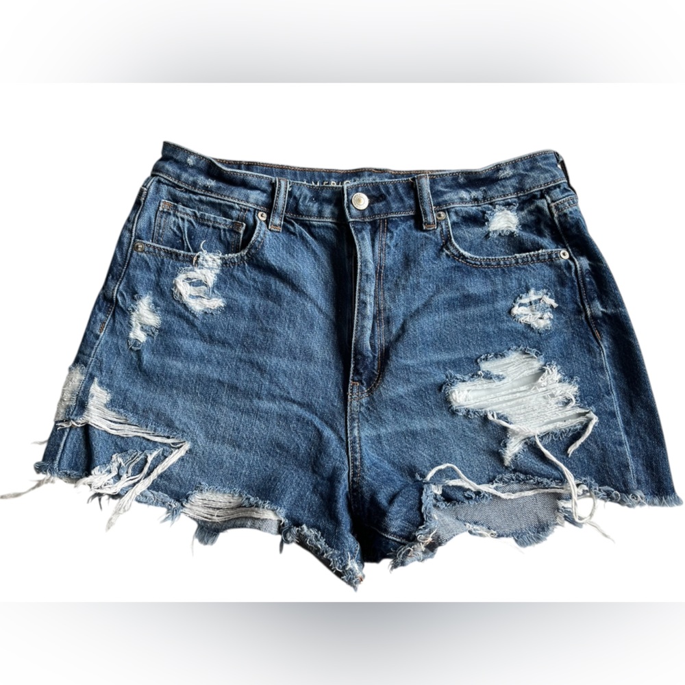 American Eagle Outfitters Distressed Dark Blue Denim Jean Shorts